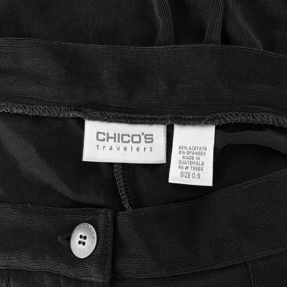 CHICO’S Slinky Travelers Ankle Drawstring Cinch Black Front Zip Pants Sz .5 - Picture 2 of 10